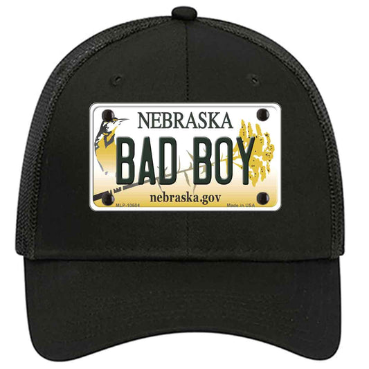 Bad Boy Nebraska Novelty Black Mesh License Plate Hat