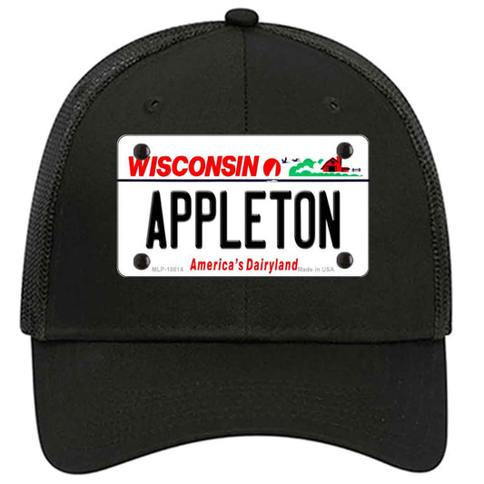 Appleton Wisconsin Novelty Black Mesh License Plate Hat