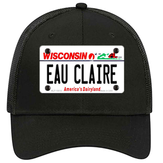 Eau Claire Wisconsin Novelty Black Mesh License Plate Hat