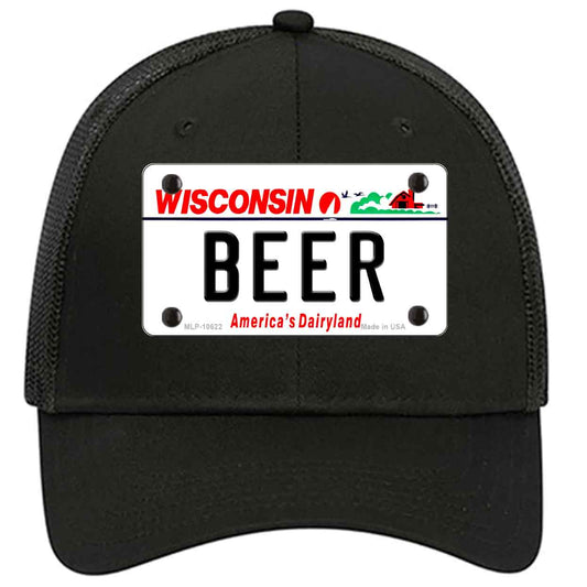 Beer Wisconsin Novelty Black Mesh License Plate Hat