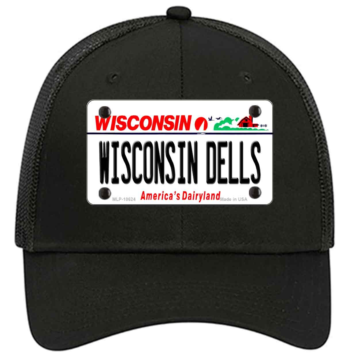 Wisconsin Dells Wisconsin Novelty Black Mesh License Plate Hat