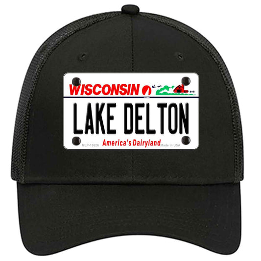 Lake Dalton Wisconsin Novelty Black Mesh License Plate Hat