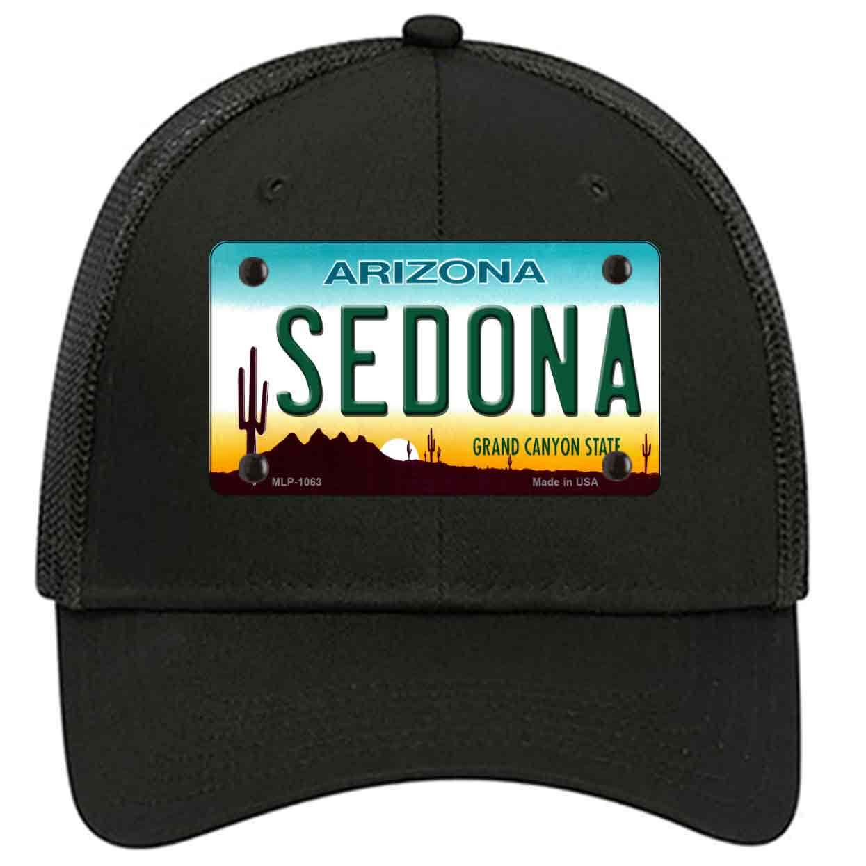 Sedona Arizona Novelty Black Mesh License Plate Hat