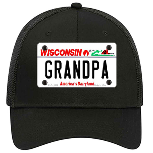 Grandpa Wisconsin Novelty Black Mesh License Plate Hat