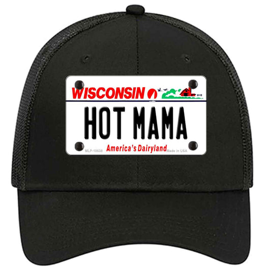Hot Mama Wisconsin Novelty Black Mesh License Plate Hat