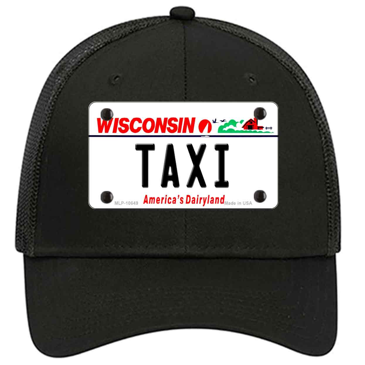 Taxi Wisconsin Novelty Black Mesh License Plate Hat