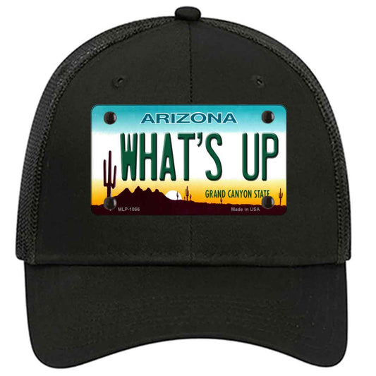 Whats Up Novelty Black Mesh License Plate Hat