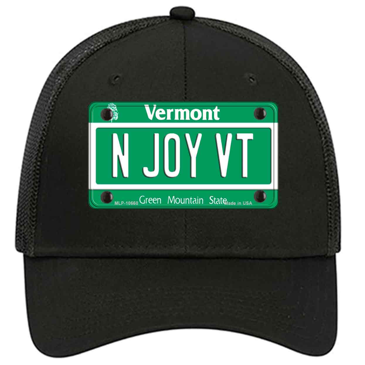 N Joy VT Vermont Novelty Black Mesh License Plate Hat