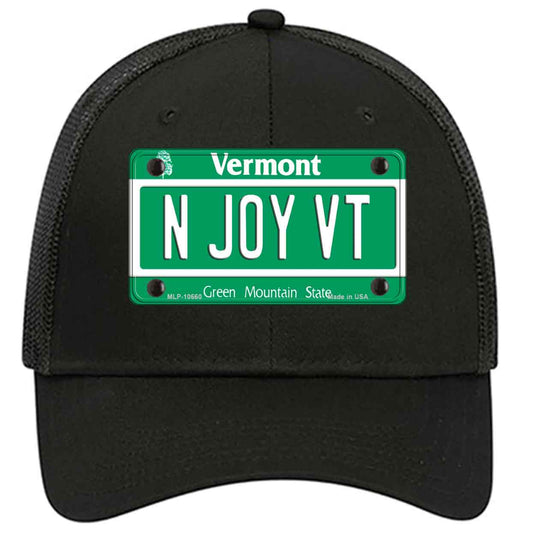 N Joy VT Vermont Novelty Black Mesh License Plate Hat