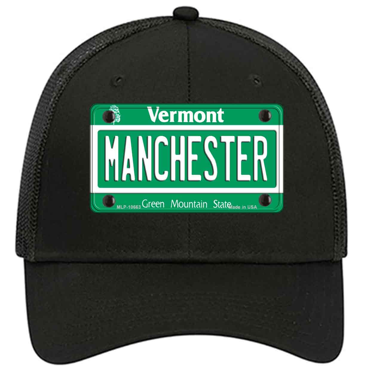 Manchester Vermont Novelty Black Mesh License Plate Hat