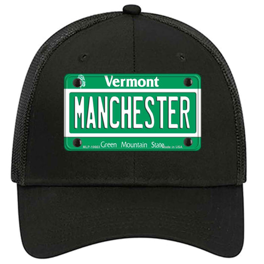 Manchester Vermont Novelty Black Mesh License Plate Hat