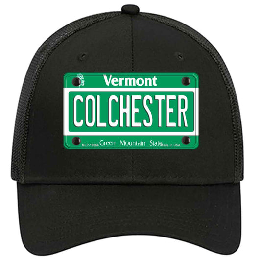 Colchester Vermont Novelty Black Mesh License Plate Hat