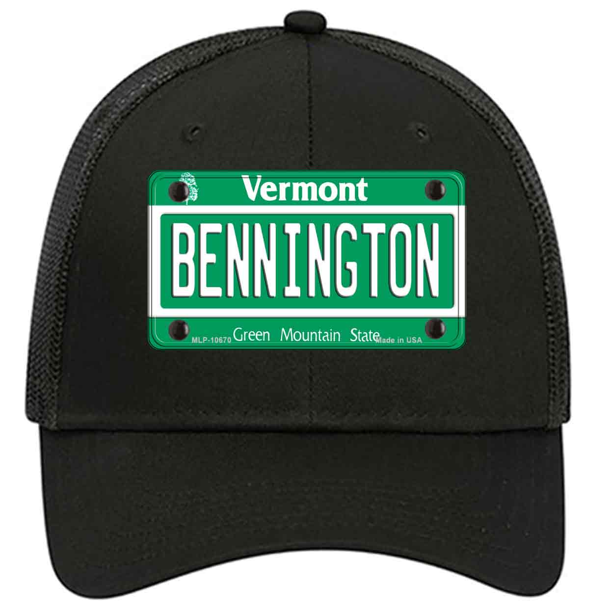 Bennington Vermont Novelty Black Mesh License Plate Hat