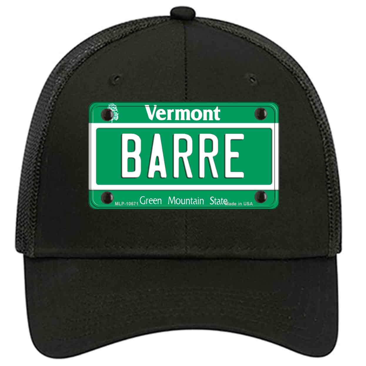 Barre Vermont Novelty Black Mesh License Plate Hat