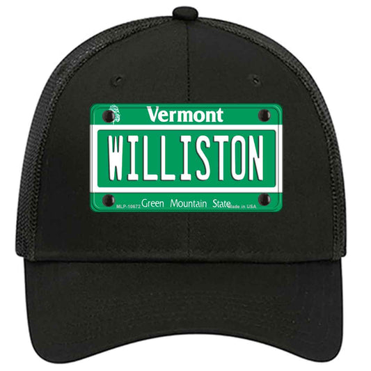 Williston Vermont Novelty Black Mesh License Plate Hat