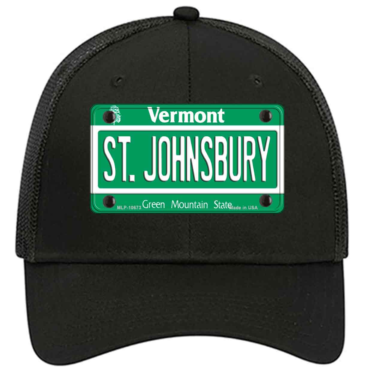 St Johnsbury Vermont Novelty Black Mesh License Plate Hat