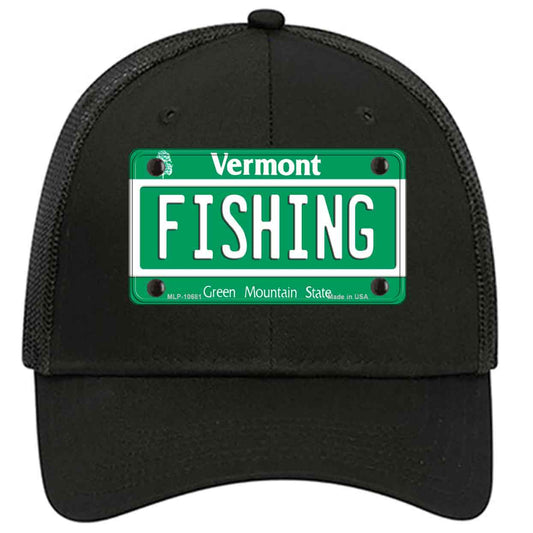 Fishing Vermont Novelty Black Mesh License Plate Hat