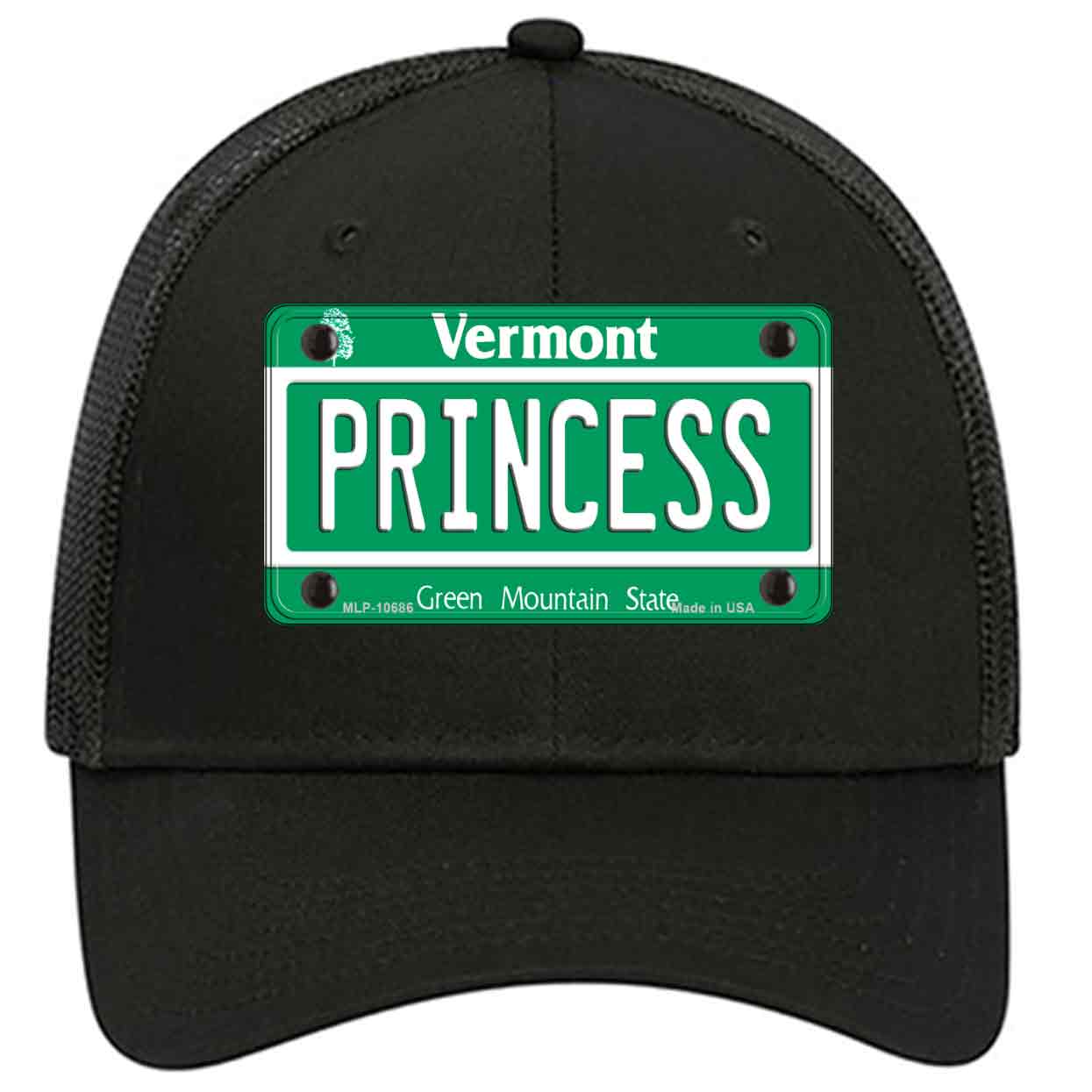 Princess Vermont Novelty Black Mesh License Plate Hat