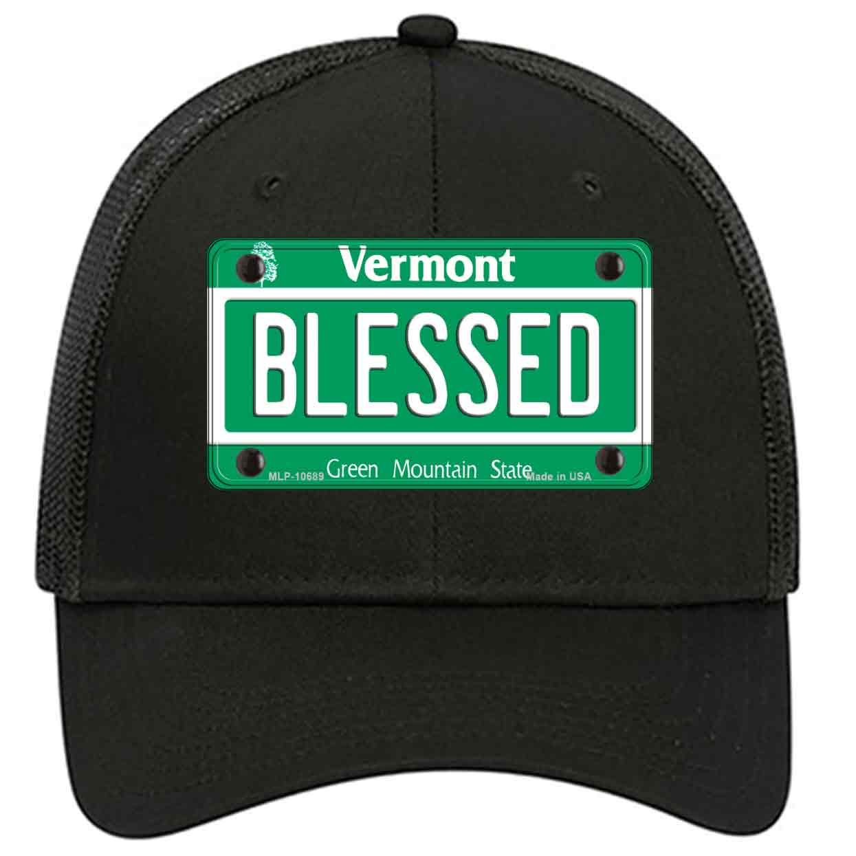 Blessed Vermont Novelty Black Mesh License Plate Hat
