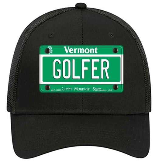 Golfer Vermont Novelty Black Mesh License Plate Hat