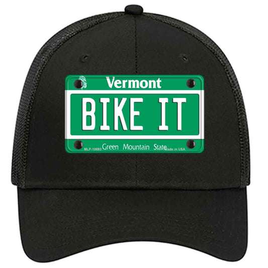 Bike It Vermont Novelty Black Mesh License Plate Hat