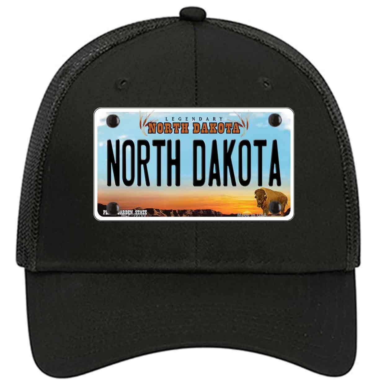 North Dakota Legendary Novelty Black Mesh License Plate Hat