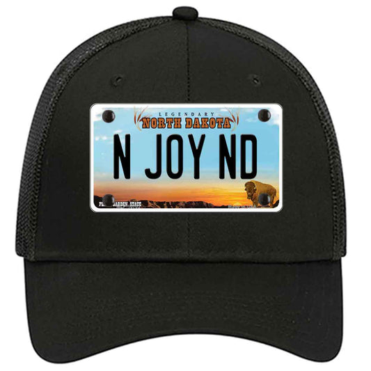 N Joy ND North Dakota Novelty Black Mesh License Plate Hat