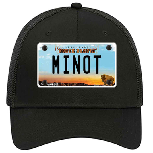 Minot North Dakota Novelty Black Mesh License Plate Hat