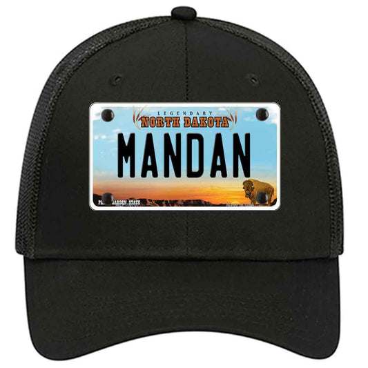 Mandan North Dakota Novelty Black Mesh License Plate Hat