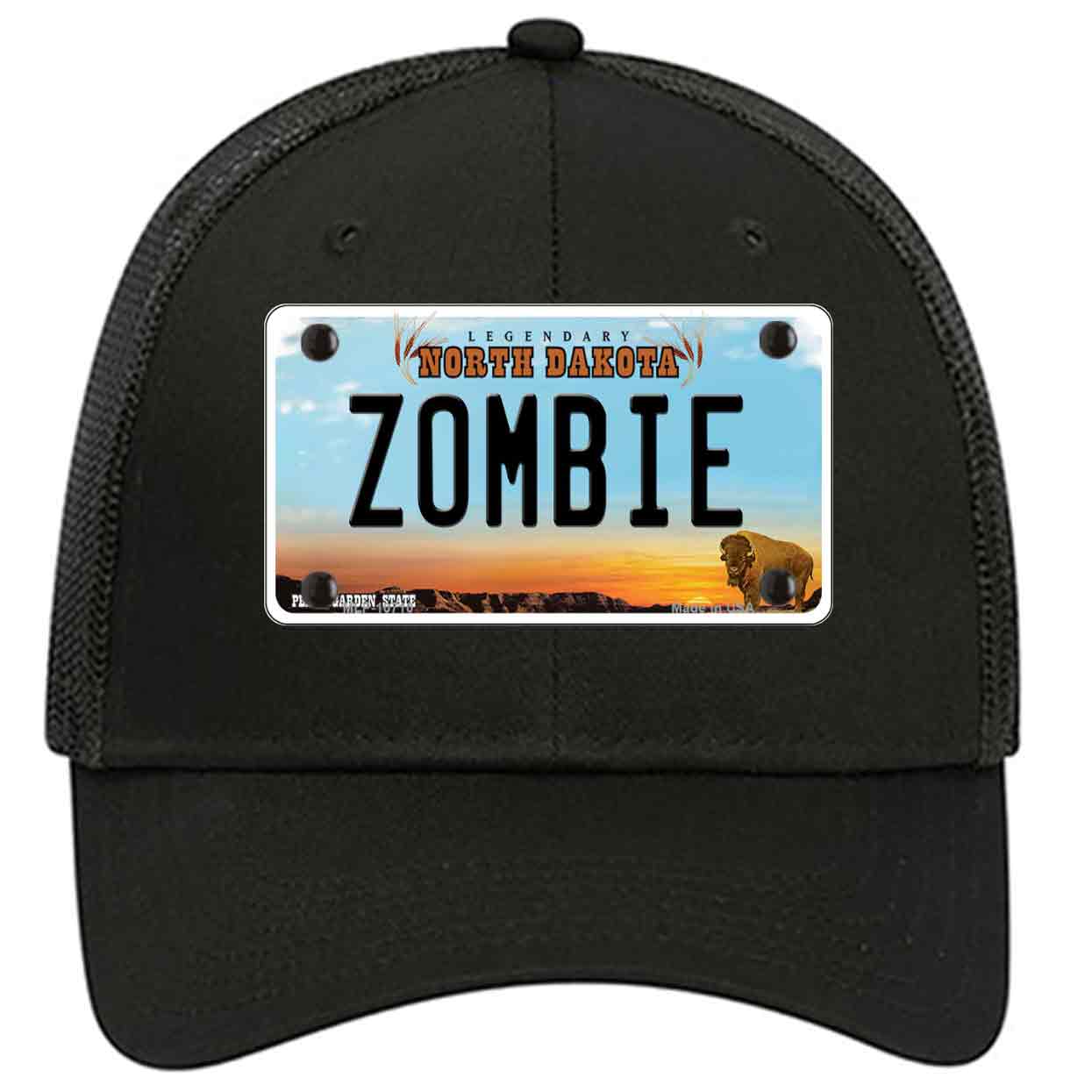 Zombie North Dakota Novelty Black Mesh License Plate Hat