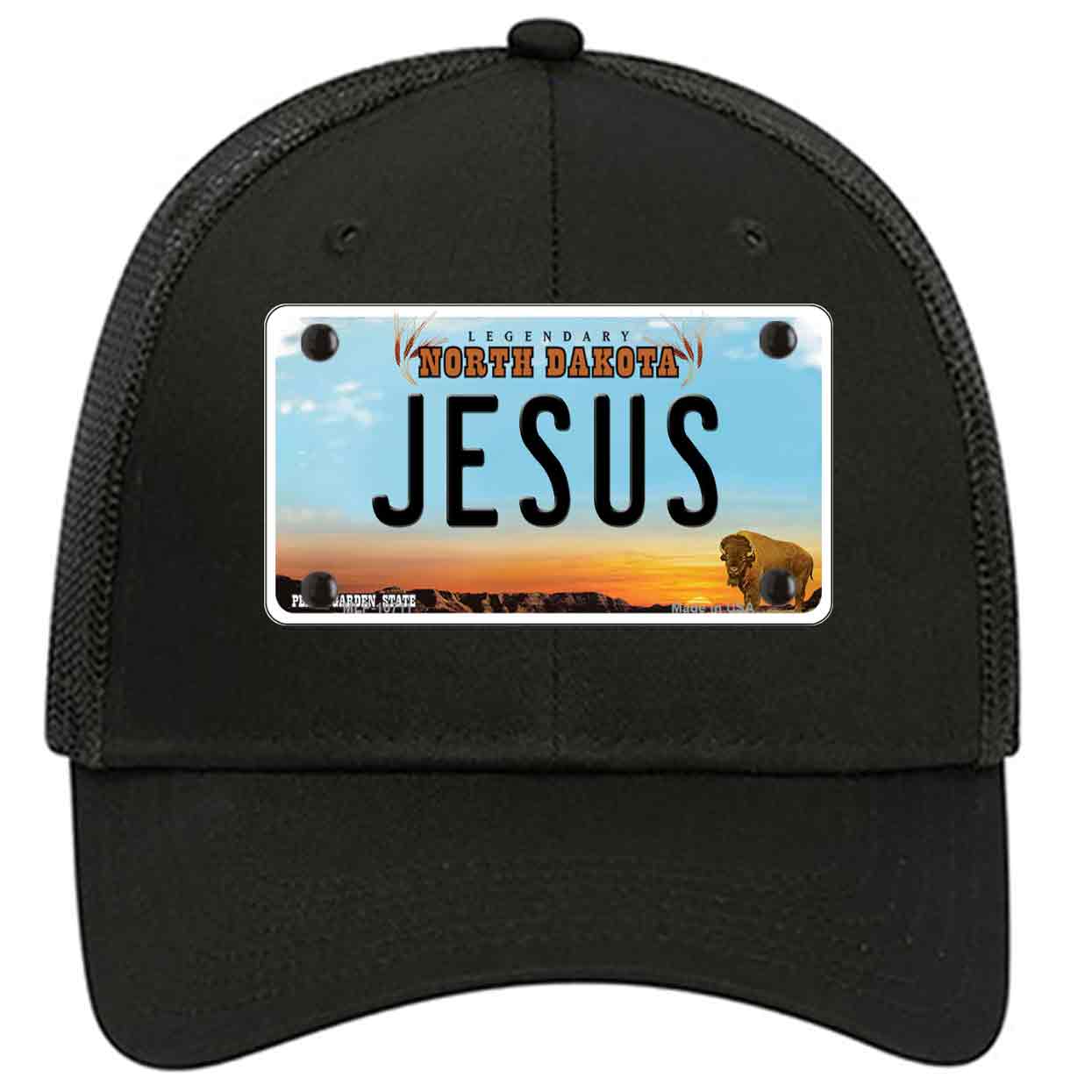 Jesus North Dakota Novelty Black Mesh License Plate Hat