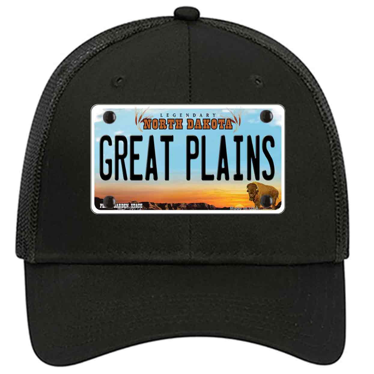 Great Plains North Dakota Novelty Black Mesh License Plate Hat