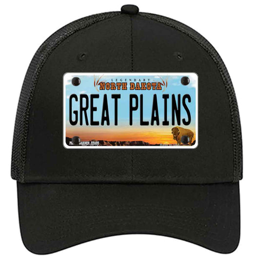 Great Plains North Dakota Novelty Black Mesh License Plate Hat