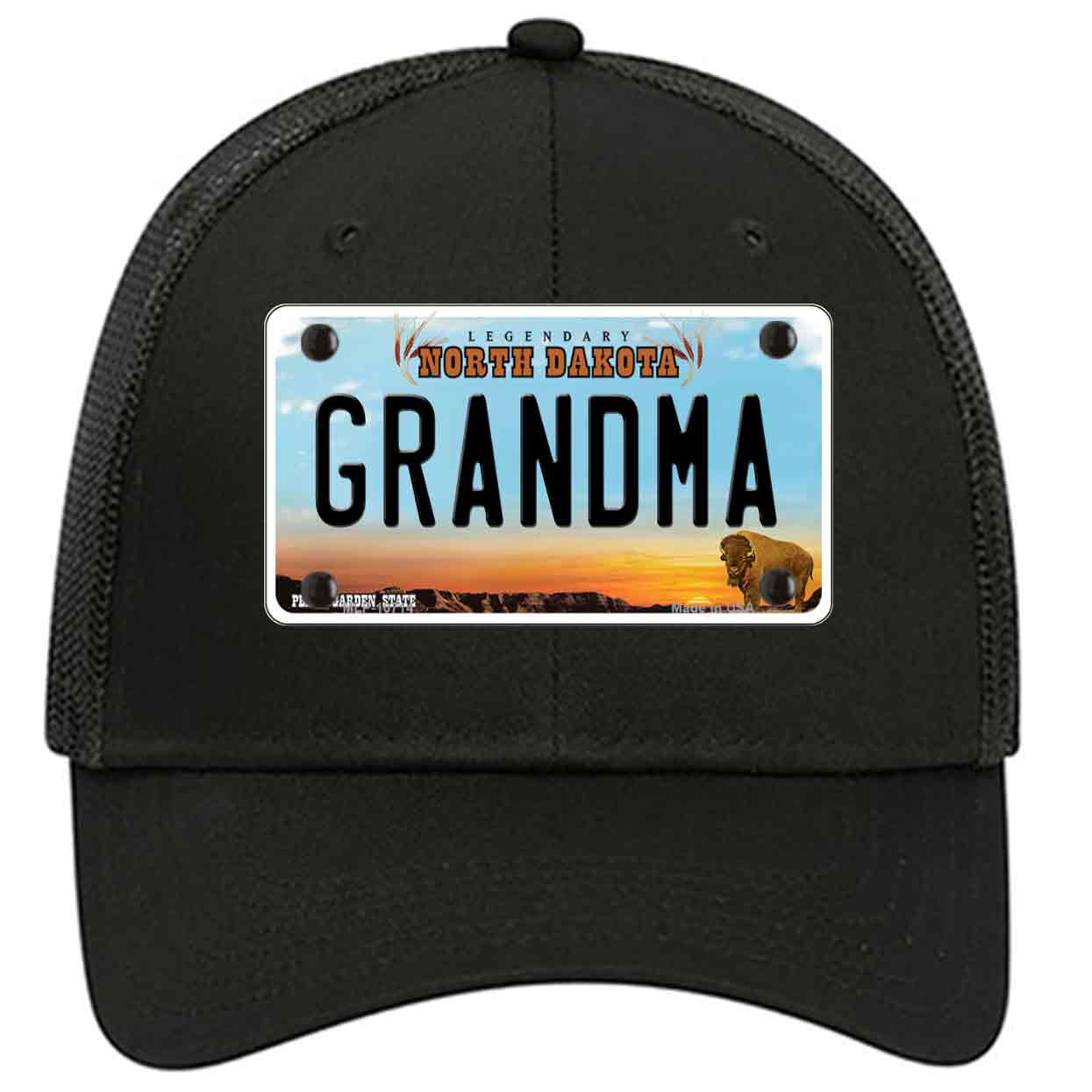 Grandma North Dakota Novelty Black Mesh License Plate Hat