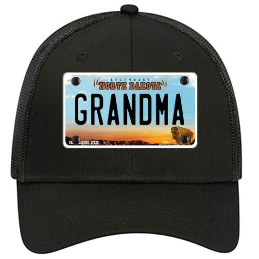 Grandma North Dakota Novelty Black Mesh License Plate Hat