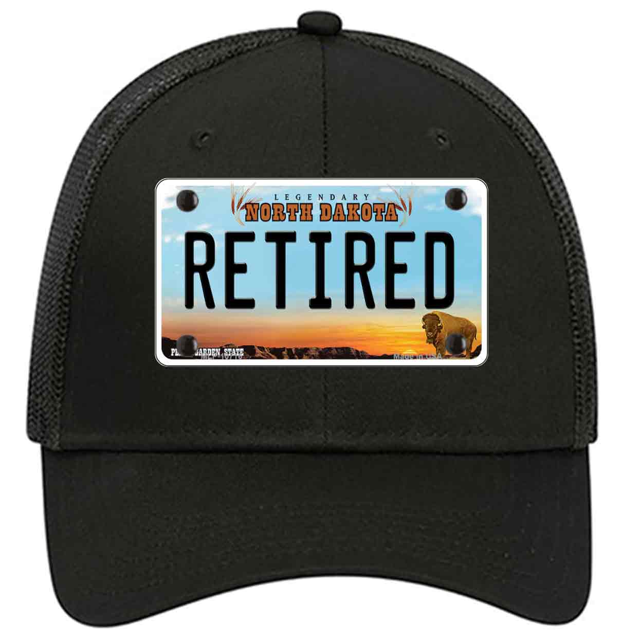 Retired North Dakota Novelty Black Mesh License Plate Hat
