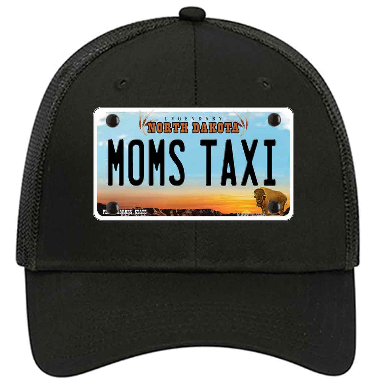 Moms Taxi North Dakota Novelty Black Mesh License Plate Hat