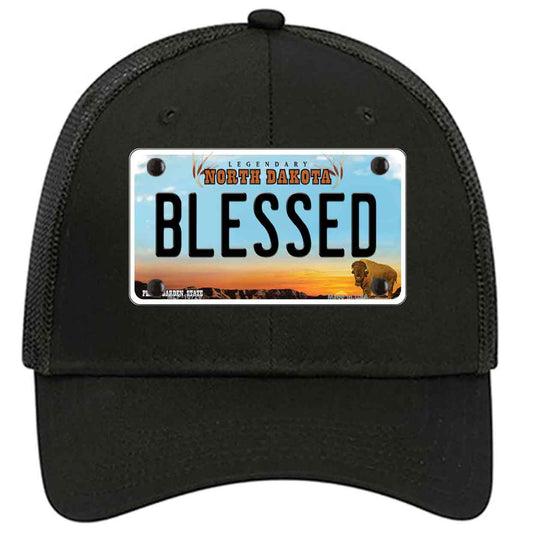 Blessed North Dakota Novelty Black Mesh License Plate Hat