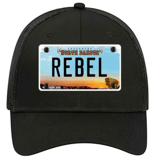 Rebel North Dakota Novelty Black Mesh License Plate Hat