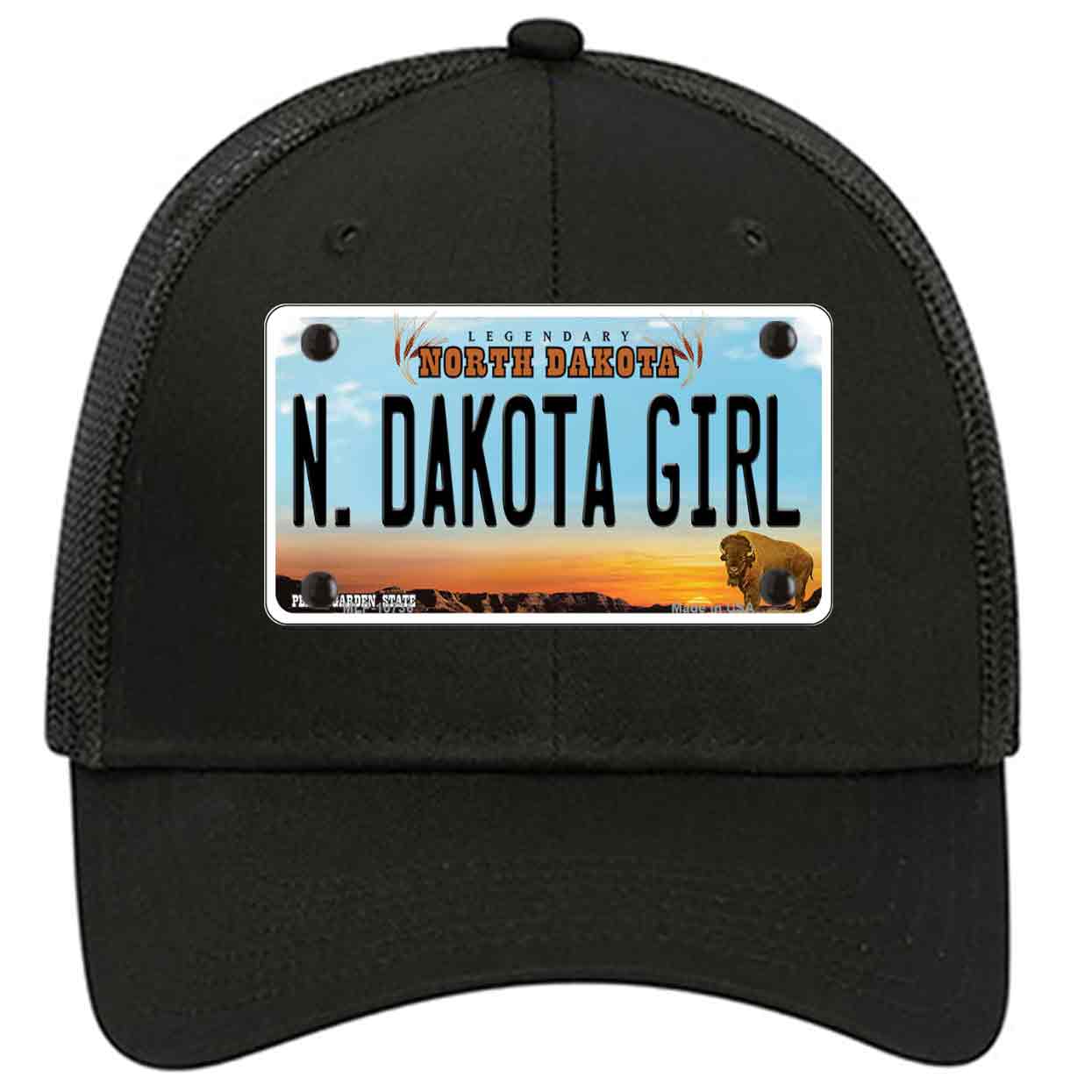 N Dakota Girl North Dakota Novelty Black Mesh License Plate Hat