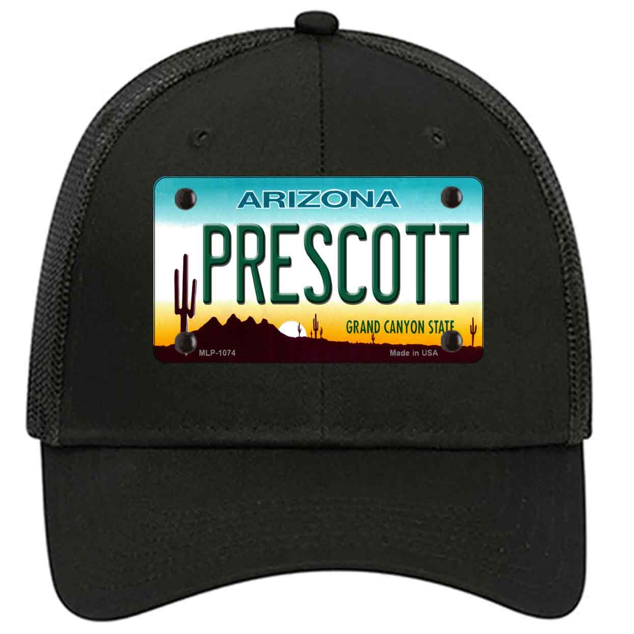 Prescott Arizona Novelty Black Mesh License Plate Hat