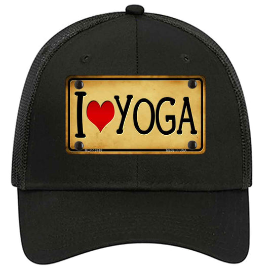 I Heart Yoga Novelty Black Mesh License Plate Hat
