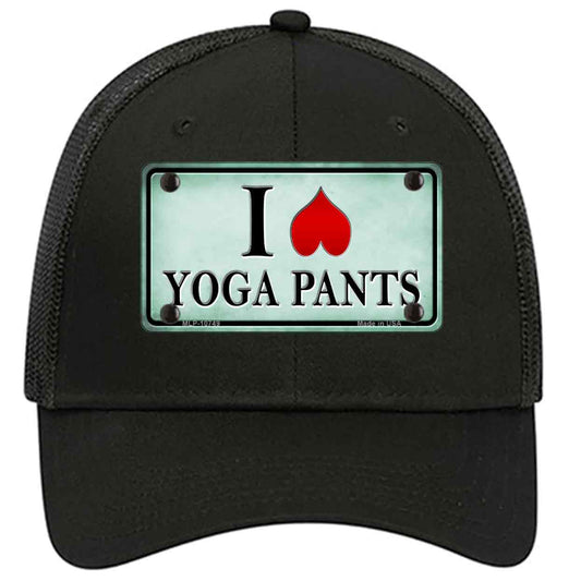 I Love Yoga Pants Novelty Black Mesh License Plate Hat