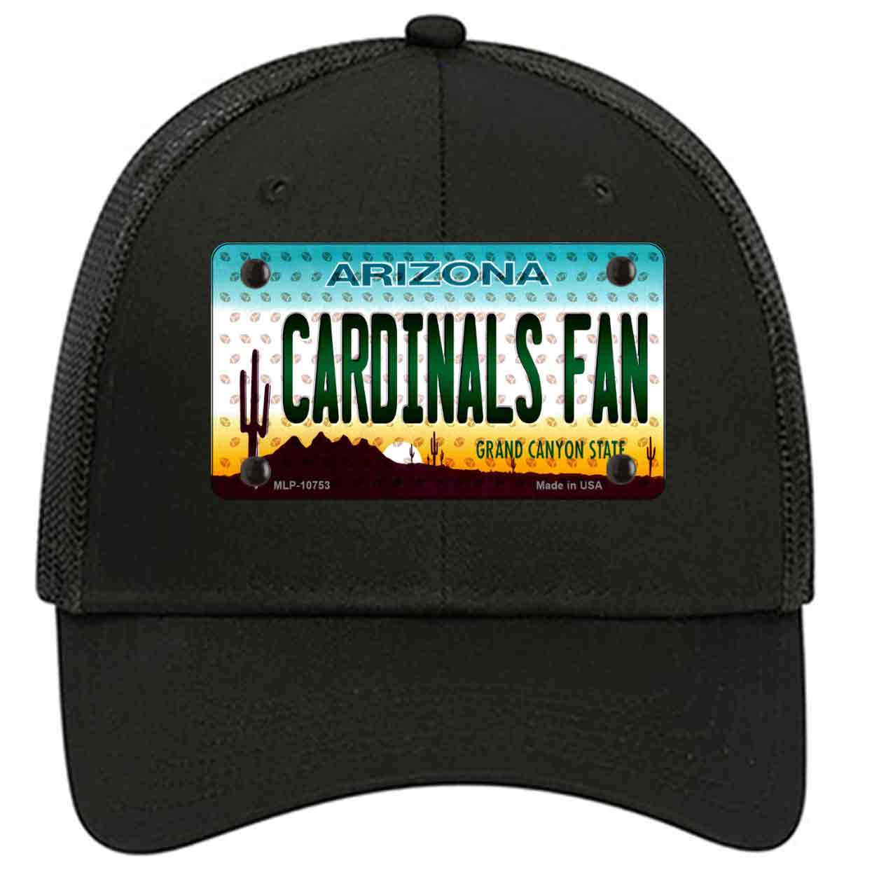 Cardinals Fan Arizona Novelty Black Mesh License Plate Hat