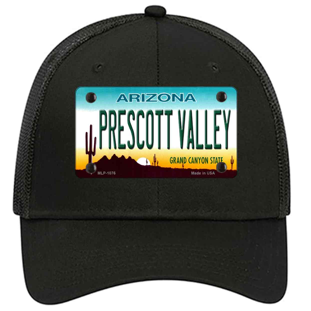 Prescott Valley Arizona Novelty Black Mesh License Plate Hat