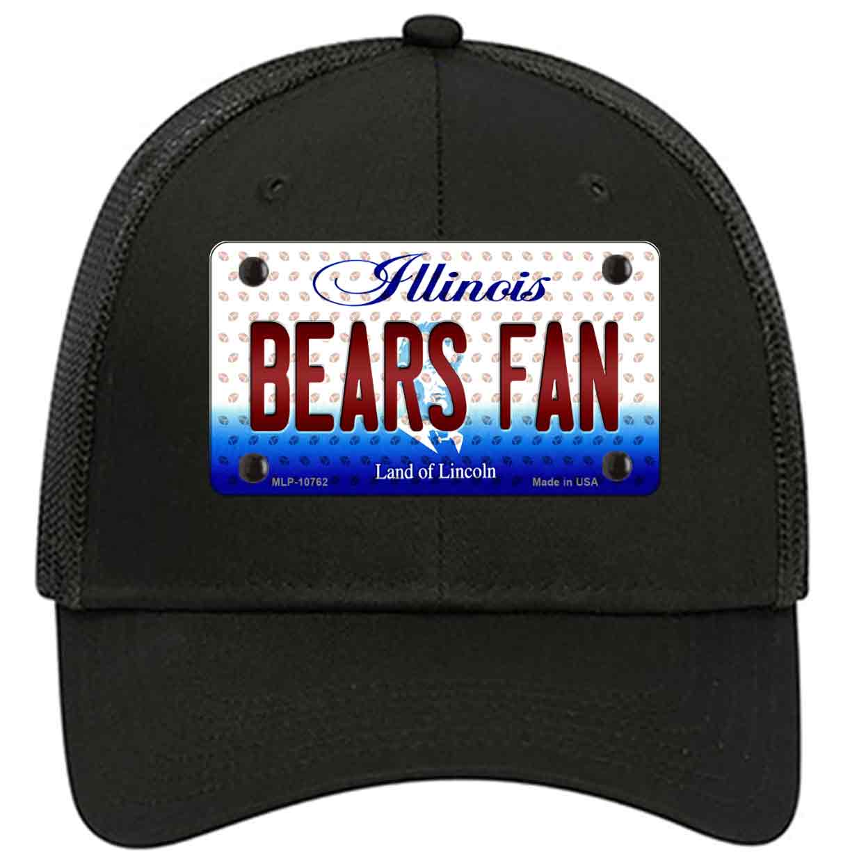 Bears Fan Illinois Novelty Black Mesh License Plate Hat