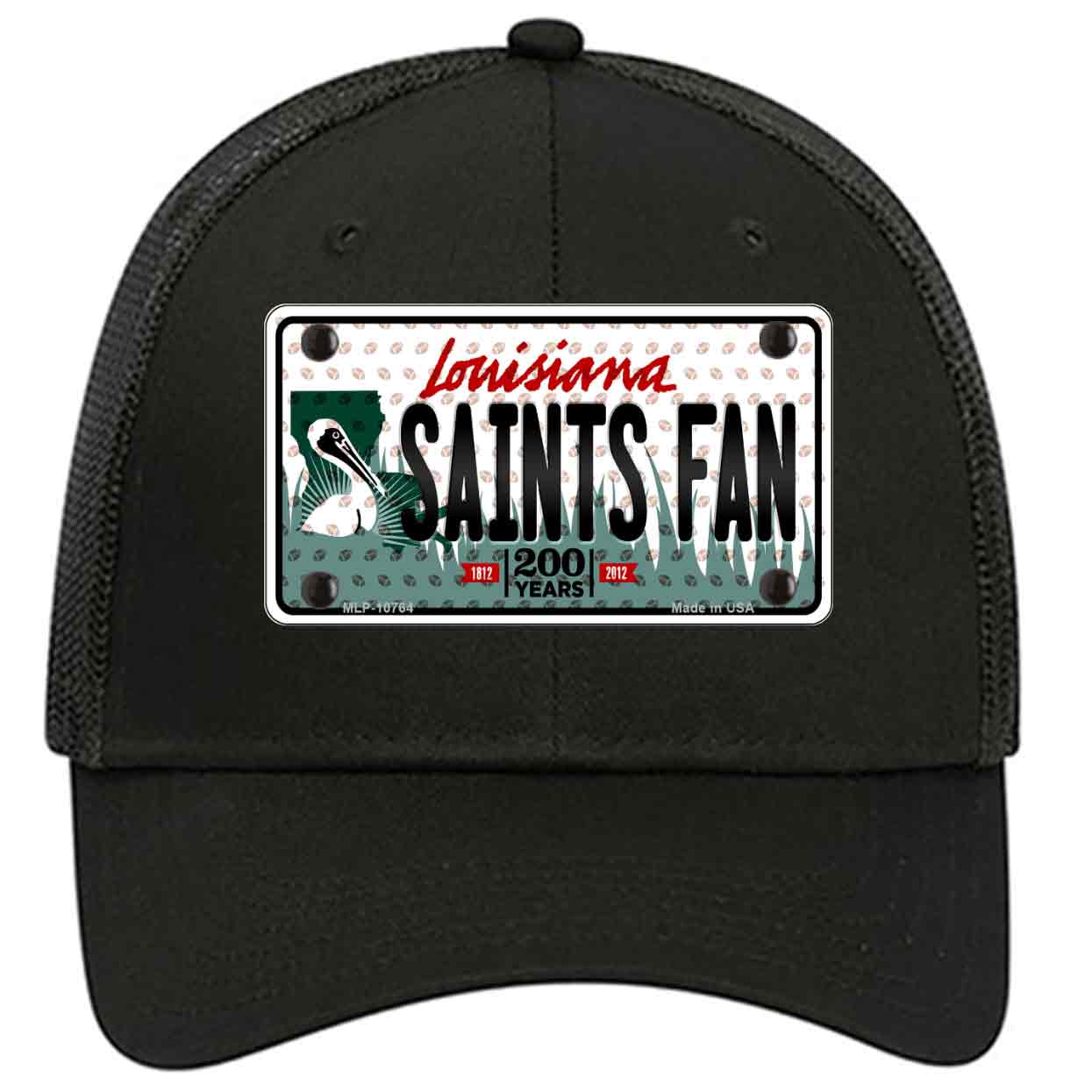 Saints Fan Louisiana Novelty Black Mesh License Plate Hat