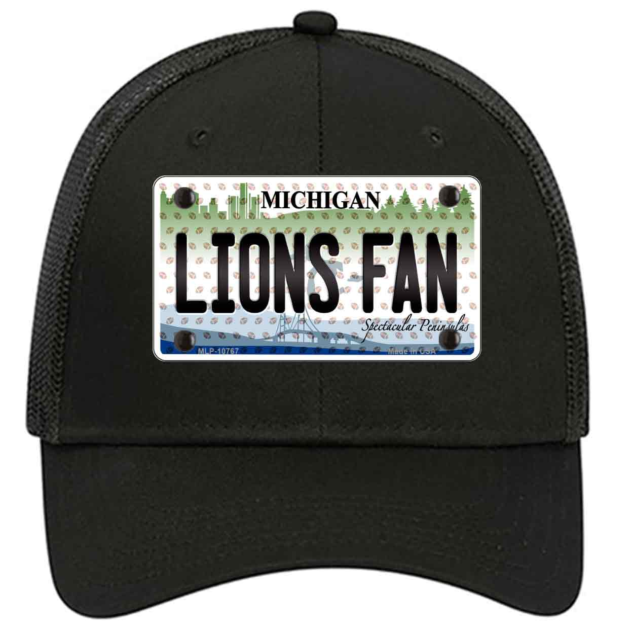 Lions Fan Michigan Novelty Black Mesh License Plate Hat