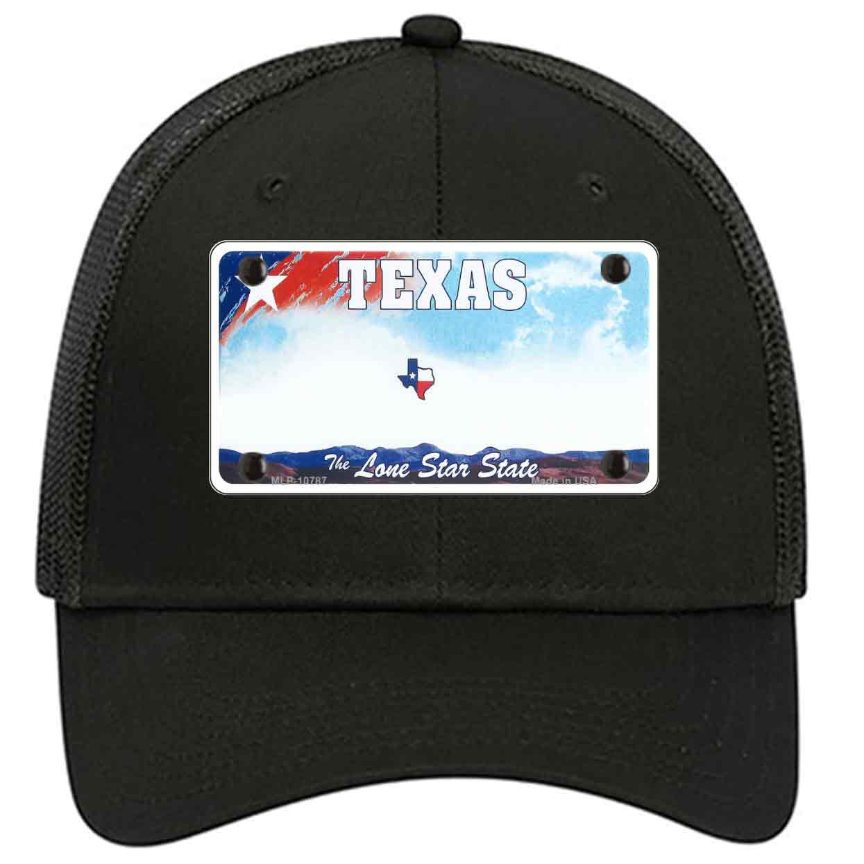 Texas New State Novelty Black Mesh License Plate Hat