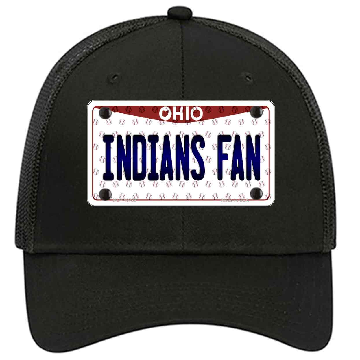 Indians Fan Ohio Novelty Black Mesh License Plate Hat